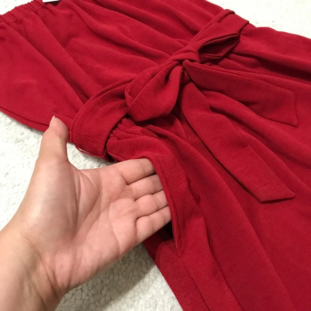 Banana Republic Midi Dress Red Flutter Sleeve On / Off Shoulder Size XS